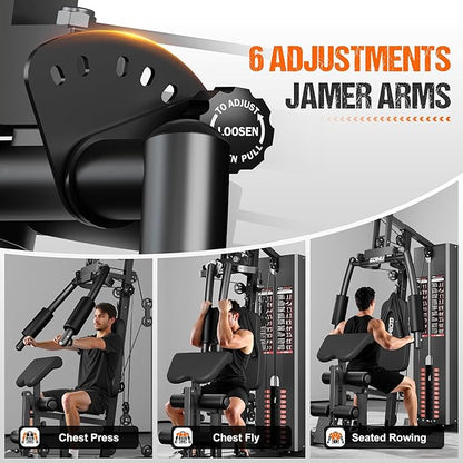 Home Gym, M1 Workout Station with 140LBS Weight Stack, Multifunctional Home Gym Equipment with Pulley System for Full Body Strength Training
