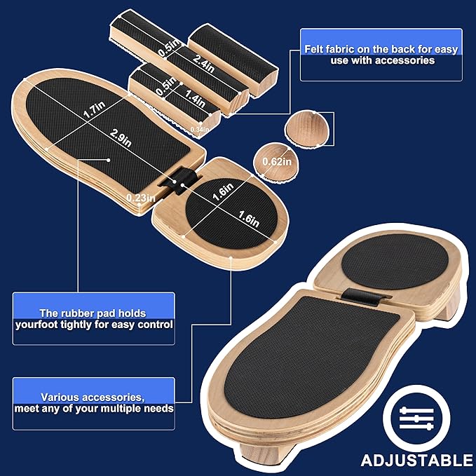 Ankle Foot Strengthener Trainer for Sprained Ankle, Ankle Balance Board for Stability Exercises, Severe Ankle Injury Rehab Physical Therapy, Anti-Slip Wood Wobble Board
