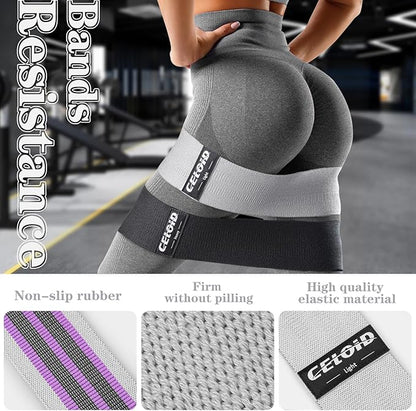Resistance Bands Set, Exercise Bands with Non-Slip Design for Hips & Glutes, 3 Levels Workout Bands for Women and Men, Booty Bands for Home Fitness, Yoga, Pilates