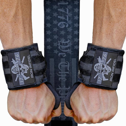 Iron Infidel Wrist Wraps for Weightlifting - 18" Heavy Duty Support for Working Out, Gym Accessories for Men - Use for Lifting, Crossfit, Fitness, Exercise, Bench Press, Powerlifting