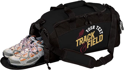 Custom Track Bag Personalized – Track and Field Duffel Bag with Name – Track Team Gear Bag for Athletes, Running Spike Shoe Compartment, Boys Girls Practice & Meet Sports Bag