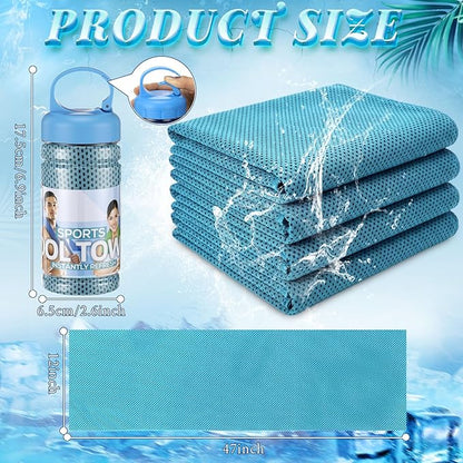 Honoson 10 Pack Cooling Towels Bulk - 47"x12" Soft Breathable Ice Towels for Neck & Face, Portable Chilly Rags Microfiber Sweat Rags for Yoga, Sports, Gym, Workout & Fitness(Light Blue)