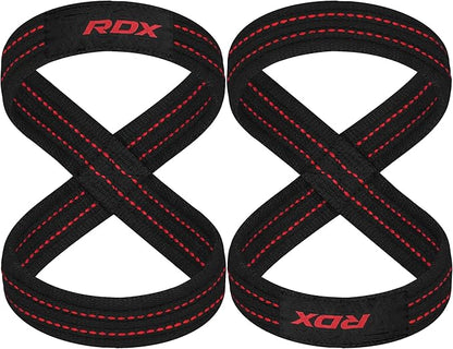 RDX Weight Lifting Straps Figure 8, Anti Slip Strap with Cuffs Wrist Support for Gym Workout Deadlift Powerlifting Bodybuilding Weightlifting, Fitness Strength Training, Hand Bar Grip for Men