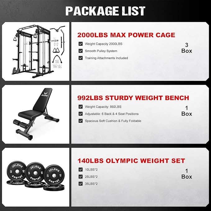 M21 Smith Machine, Multi-Function Power Cage with Dual Pulley Cable Crossover System, 2000LBS All-in-One Squat Rack with Smith Bar and Attachments for Home Gym Strength Training