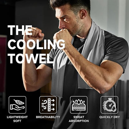 BILITOK Superfiber Ice Towel Neck, Soft Breathable Cold Towel Cooling, Yoga, Sports, Golf, Gym, Camping, Running, Fitness, Exercise and More Activities, 4 Packs (Blue/Gray)