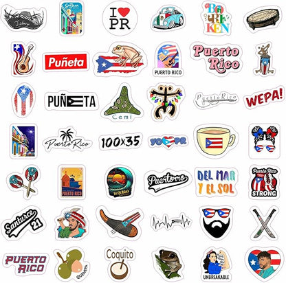 BulbaCraft Puerto Rico Stickers, Puerto Rican Stickers for Water Bottles and Laptop, Gifts for Women & Men