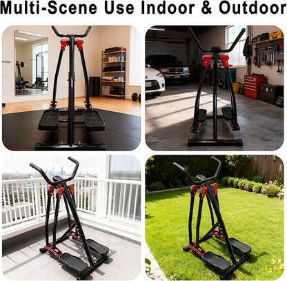 Air Walker Exercise Machine, Space Walker Elliptical Trainer with LCD Display, Adjustable Resistance for Home Use, Foldable Elliptical Whole Body Cardio Workout Equipment