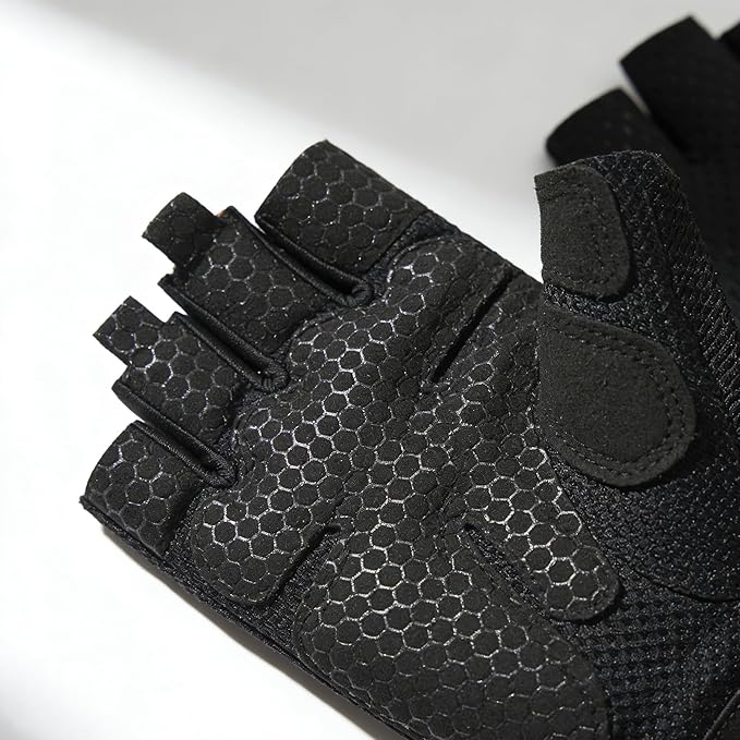 IZUS Anti-Slip Fingerless Workout Gloves for Women Gym/Exercise/Fitness/Training/Cycling with Excellent Grip/Cushion-Pads