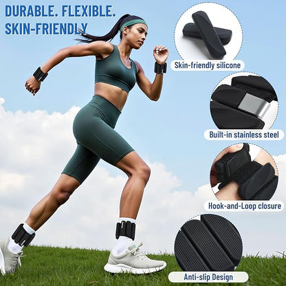 Wrist & Ankle Weights for Women and Men, 2lbs/4lbs Pairs Adjustable Silicone Weighted Bangles for Arm & Leg Workouts, Perfect for Pilates, Barre, Yoga, Walking & Home Fitness 24055