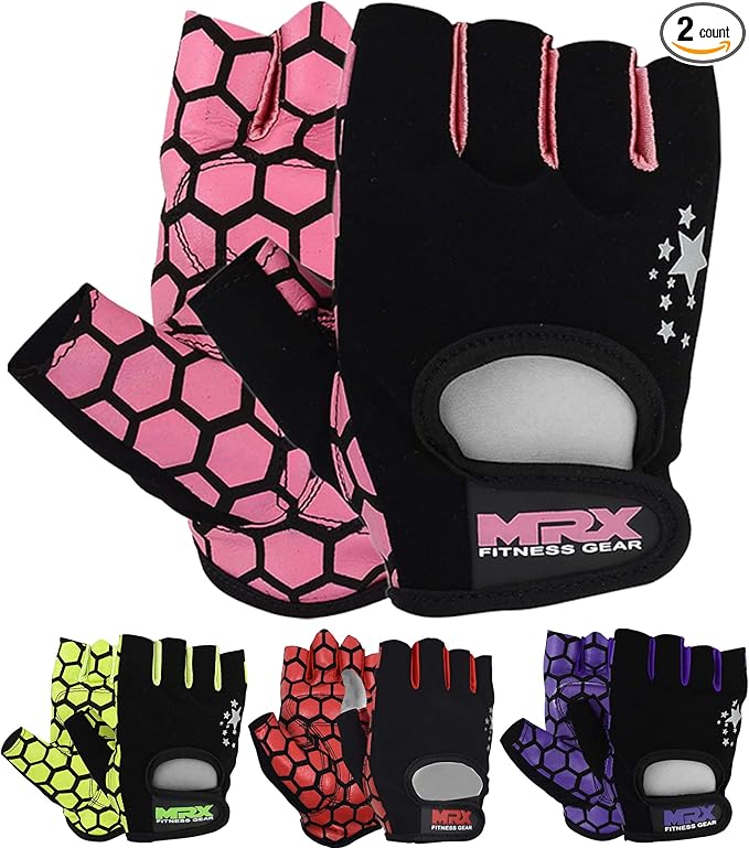 MRX Ladies Weight Lifting Gloves Women Fitness Training Exercise Glove Anti Slip Padded Shock-Absorbing Extra Grip Crossfit Multi Colors