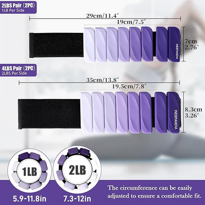 Wrist & Ankle Weights for Women and Men, 2lbs/4lbs Pairs Adjustable Silicone Weighted Bangles for Arm & Leg Workouts, Perfect for Pilates, Barre, Yoga, Walking & Home Fitness 24055