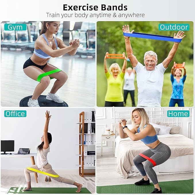 Resistance Bands Set, 6-Level Multi-Colored Exercise Bands for Home & Gym Workouts, Full Body, Leg & Glute Training