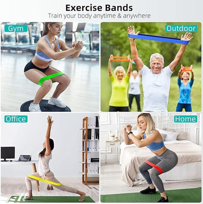 Resistance Bands Set, 6-Level Multi-Colored Exercise Bands for Home & Gym Workouts, Full Body, Leg & Glute Training