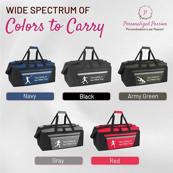 Personalized Sports Duffel Bags for Men and Women - 22” Customized Travel Duffle with Name & Gymnastics Design - Water Resistant Two-Toned Overnight Weekender Bag - Black