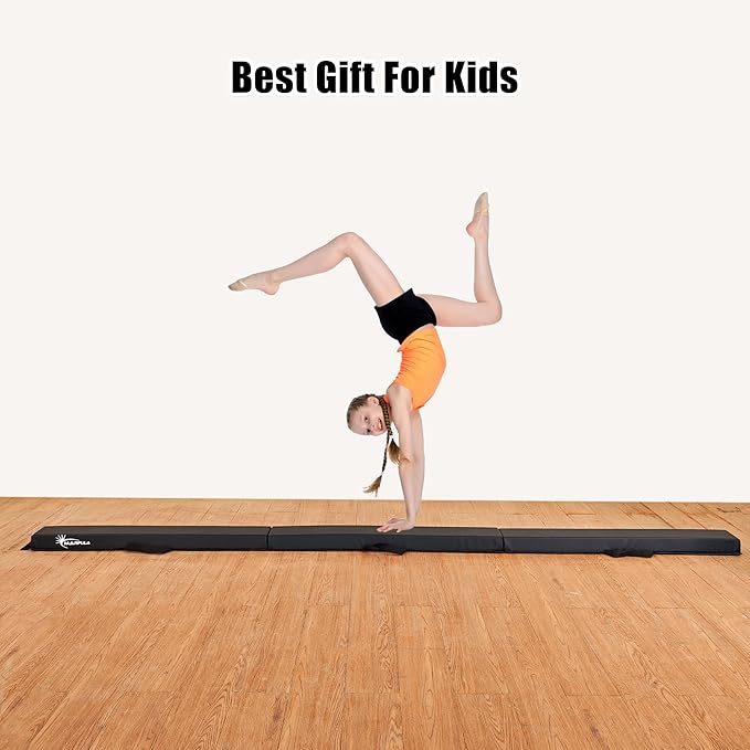 MARFULA 6 FT / 8 FT / 9 FT / 10 FT Folding Gymnastic Balance Beam for Kids with Carry Bag for Home and Club Use