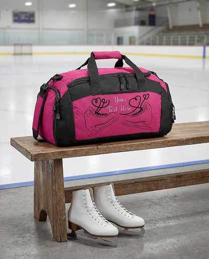 Personalized Figure Skating Duffle Bag with Name – Custom Ice Skating Team Gear Bag for Girls, Competition & Rink Practice Travel Bag
