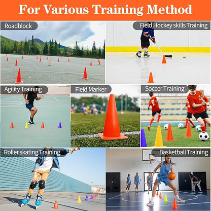 12/24/50pcs Soccer Cones, 7" Soccer Cones, Plastic Traffic Cones, Training Cones for Basketball Football Skating Drills Practice