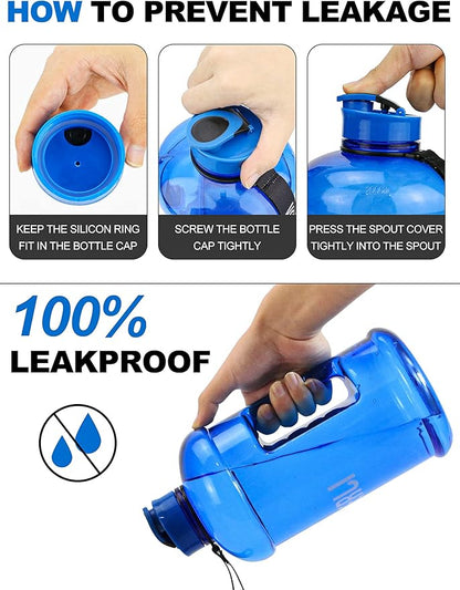 VENNERLI Half Gallon Water Bottle 2.2L Large Sports Water Bottle with Handle 74oz BPA-free Reusable Plastic Water Jugs Leakproof Hydro Bottle for Gym Yoga Travel Camping Cycling Outdoor Sports