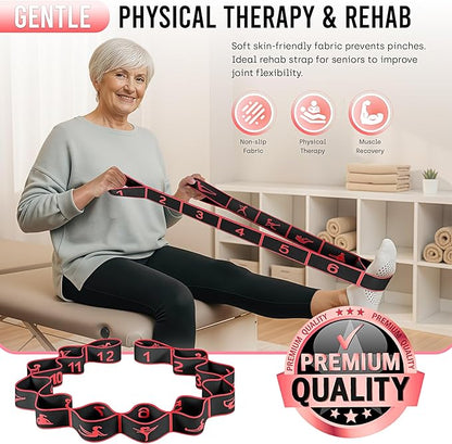 Resistance Bands, Stretch Band for Exercise, Physical Therapy, Rehab & Flexibility, Home Gym Equipment for Yoga, Pilates, Dance, Gymnastics, Number Loop Elastic Strap for Leg and Hip Stretches