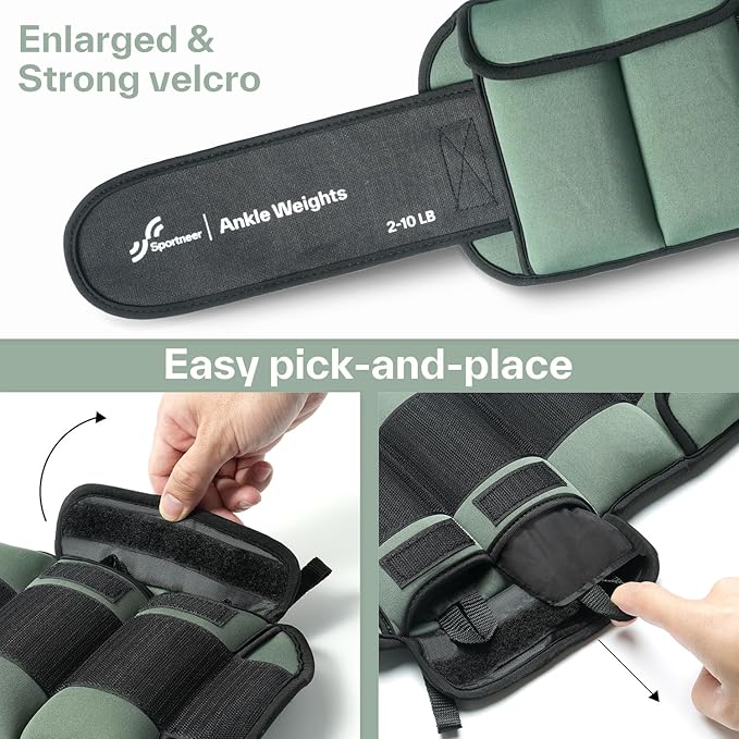 Sportneer 20lbs/Pair Adjustable Ankle Weights for Women and Men, Modularized Leg Weight for Yoga, Walking, Running, Aerobics, Gym, Physical Therapy