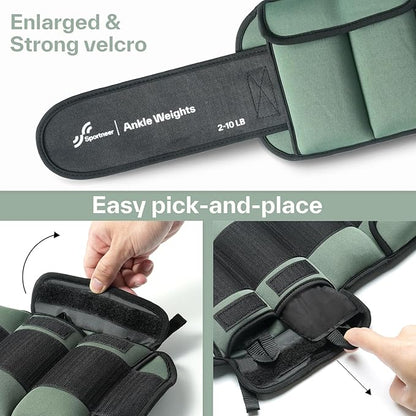 Sportneer 20lbs/Pair Adjustable Ankle Weights for Women and Men, Modularized Leg Weight for Yoga, Walking, Running, Aerobics, Gym, Physical Therapy