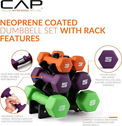 CAP Barbell Neoprene Dumbbell Weights Pairs & Sets | Multiple Colors