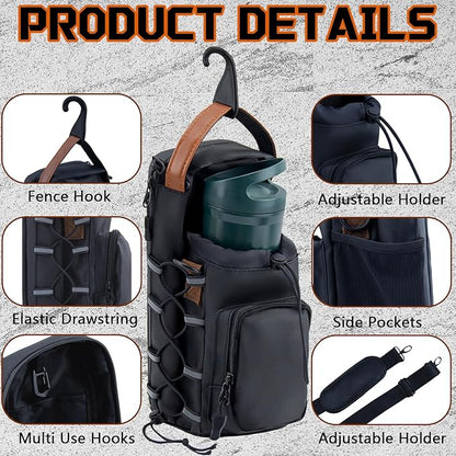 Magnetic Gym Bag for Men and Women, Water Bottle Holder, Gym Pouch with Shoulder Strap for Travel, Sports, Work, Fitness (Hook)