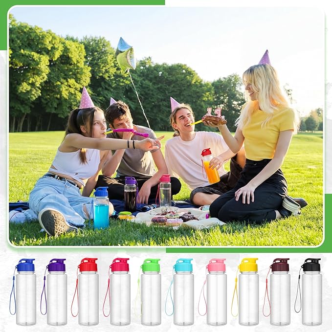 Mifoci 72 Pieces Water Bottle Bulk 17 oz Plastic Water Bottles Bulk Gym Sports Adults Reusable Large Bottles with Leak Proof Flip Top for Party Outdoor (Clear,Multicolor)