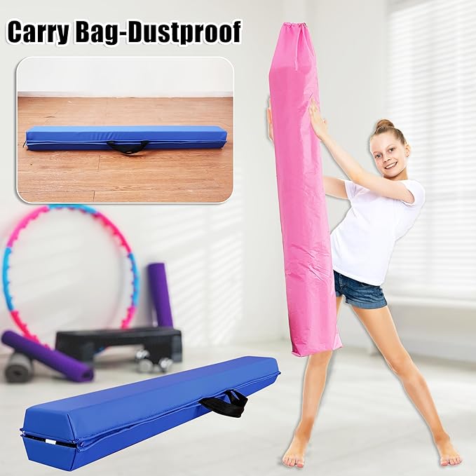 MARFULA 6 FT / 8 FT / 9 FT / 10 FT Folding Gymnastic Balance Beam for Kids with Carry Bag for Home and Club Use
