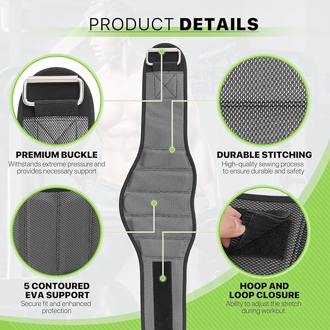 Weight Lifting Belt for Men Women, 8" Back and Lumbar Support Gym Belt for Bodybuilding, Fitness, Powerlifting, Cross Training