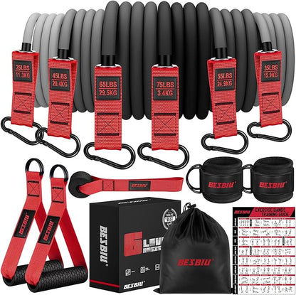 Heavy Resistance Bands for Working Out, 300lbs/360lb/420lb Exercise Bands Workout Bands with Handles, Door Anchor, Ankle Straps, Home Gym Workout Equipment for Men Fitness Strength Training Stretching