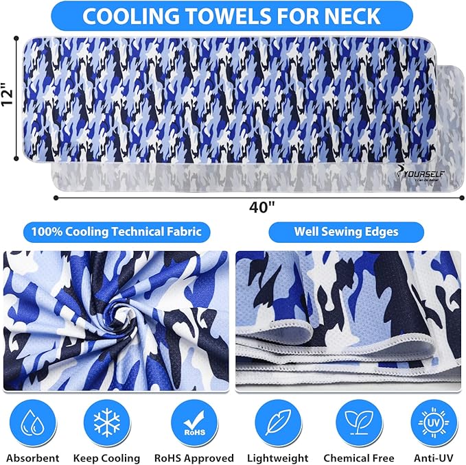 SYOURSELF Cooling Towel, Cooling Towels for Neck,40" x 12"Ice Towel for Instant Cooling Relief, Soft Breathable Chilly Towel, Perfect Yoga, Golf, Sports
