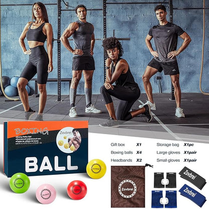 Complete Boxing Reflex Training Kit: Adjustable Headband, Inflatable Punching Balls, Speed Bag, Large & Small Gloves, Storage Bag. Improve Reaction Speed & Hand-Eye Coordination.