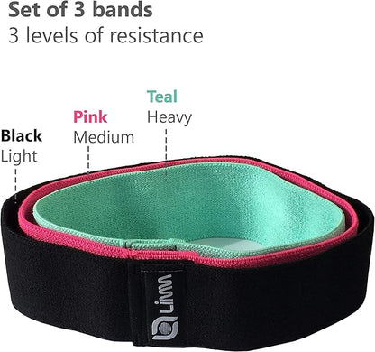 Fittest Pro by Limm Resistance Bands for Legs and Butt, Fabric Exercise Loop Bands Yoga, Pilates, Rehab, Fitness and Home Workout, Strength Bands for Booty
