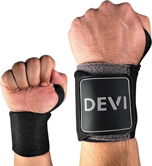 Wrist Wraps for Weightlifting 18" with Thumb Loop- Professional Quality, Best Wrist Support Wraps for Gym, Powerlifting Competition, Bodybuilding, Strength Training, Curls & Dips, Bench Press- Men and Women (Pair) DEVI