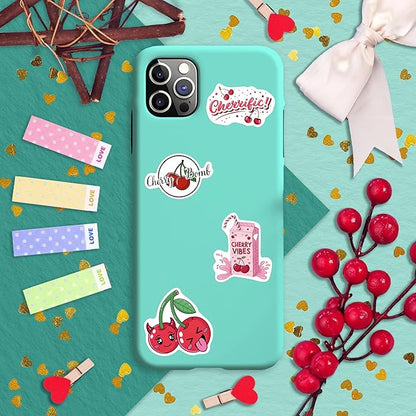100Pcs Cherry Stickers Waterproof Small for Phone - Cute Fruit Stickers, Red Aesthetic Decals - Cherry Gifts & Party Supplies - Gift for Women & Men