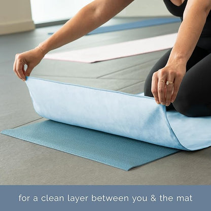 S&T INC. Yoga Mat Towel, Quick Dry Towel, Soft and Absorbent for Gym, Pilates, and Hot Yoga Mat, 1 Pack, 26.5 inches x 72 inches, Microfiber, Blue