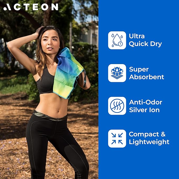 Acteon Microfiber Gym Towels 4 Pack, Quick Dry Odor Free Workout Towels for Men and Women, Super Absorbent Sports Sweat Towel for Gym, Yoga, Running, Travel, 16 x 30.5 Inch
