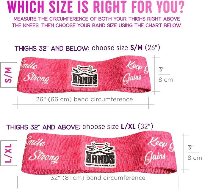 The X Bands Exercise Resistance Bands - Non-Slip Extra Thick Fabric Hip Loop Booty Bands - 20, 30, 40, 50 lb - Fitness Workout for Legs, Butt Training, Stretching, Yoga