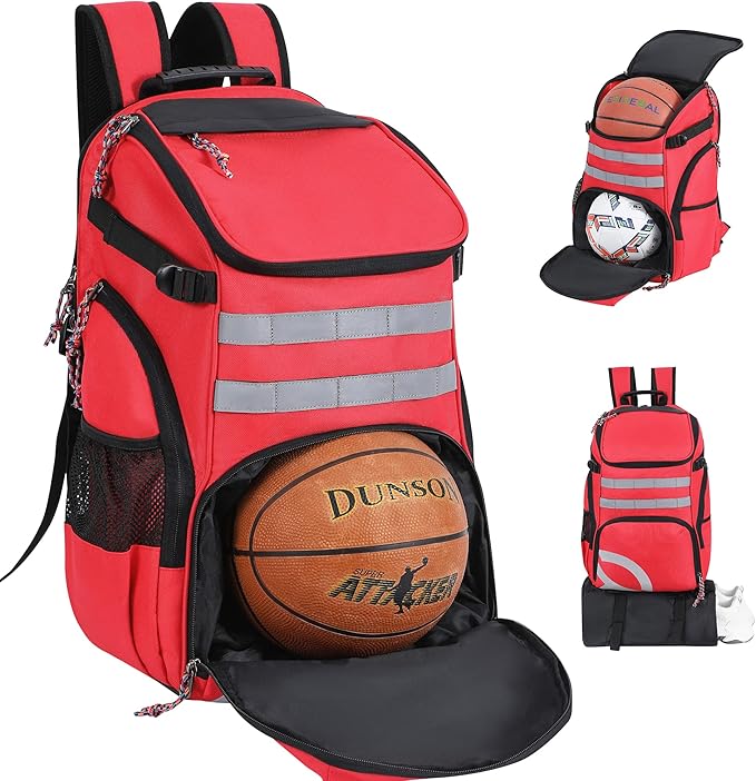 TRAILKICKER Basketball Bag Backpack with Ball Holder Multi-Sport Backpack for Soccer Volleyball Football Baseball Helmet