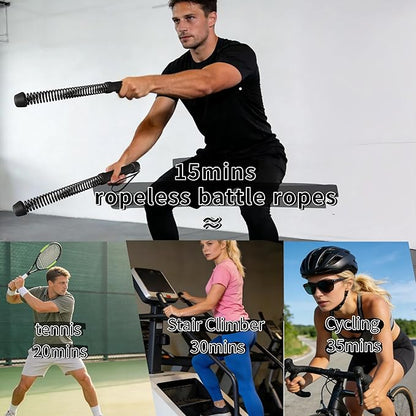 Ropeless Battle Ropes for Home Gym for Men & Women, Portable Cordless Weighted Workout Rope Set with Storage Bag & Workout Guide, Cordless Battle Ropes Alternative for HIIT Cardio(Black)