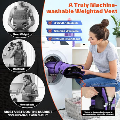 Sportneer Adjustable Weighted Vest Weights: 2-18 lbs/2-40 lbs Washable Weight Vest for Walking 16 In 1 Fast Adjust Rucking Vest for Women and Men Home Gym Running Jogging Strength Training Vests