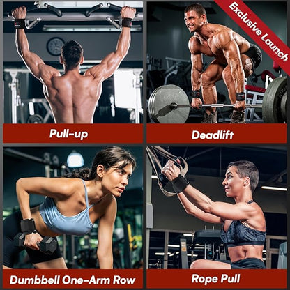 Weight Lifting Hooks & Wrist Straps Set – Lifting Hooks with Anti-Slip Grip, Adjustable Wrist Wraps for Weightlifting, Deadlifts, Powerlifting, Gym Straps for Men and Women