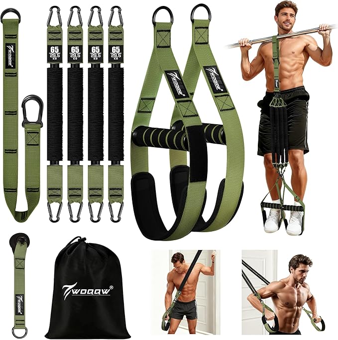 Pull Up Assistance Bands, Heavy Duty Resistance Bands with Handles, Exercise Band with Door Anchor, Adjustable Workout Band Set for Pull Up Bar, Full Body Strength&Muscle Training, Recovery, Home Gym