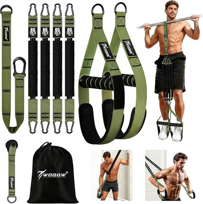 Pull Up Assistance Bands, Heavy Duty Resistance Bands with Handles, Exercise Band with Door Anchor, Adjustable Workout Band Set for Pull Up Bar, Full Body Strength&Muscle Training, Recovery, Home Gym