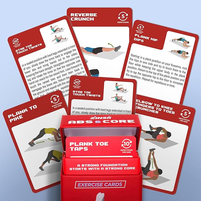 Abs and Core Exercise Cards – 75+ Workout Cards to Help Build Core Strength, Stability, Outdoor, Work from Home Fitness Workout