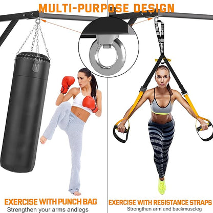 Pull Up Bar Wall Mounted, Heavy Duty 650 lbs Capacity Chin Up Bar, 48" Multi-Grip Strength Training Pull-up Bars, for Home Gym Garage/Backyard Total Body Workout, Ease Of Use Mounting