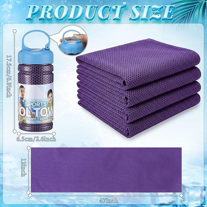 Honoson 10 Pack Cooling Towels Bulk - 47"x12" Soft Breathable Ice Towels for Neck & Face, Portable Chilly Rags Microfiber Sweat Rags for Yoga, Sports, Gym, Workout & Fitness(Purple)