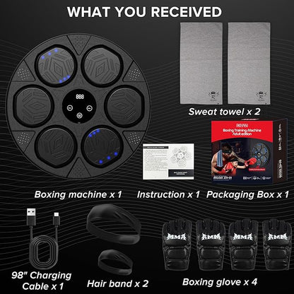 Music Boxing Machine Kit Wall Mounted Smart Boxing Machine & Counter Complete Boxing Kit More Than a Standard Punching Machine for Adults & Youth Bluetooth Punching Machine for Home Boxing Training