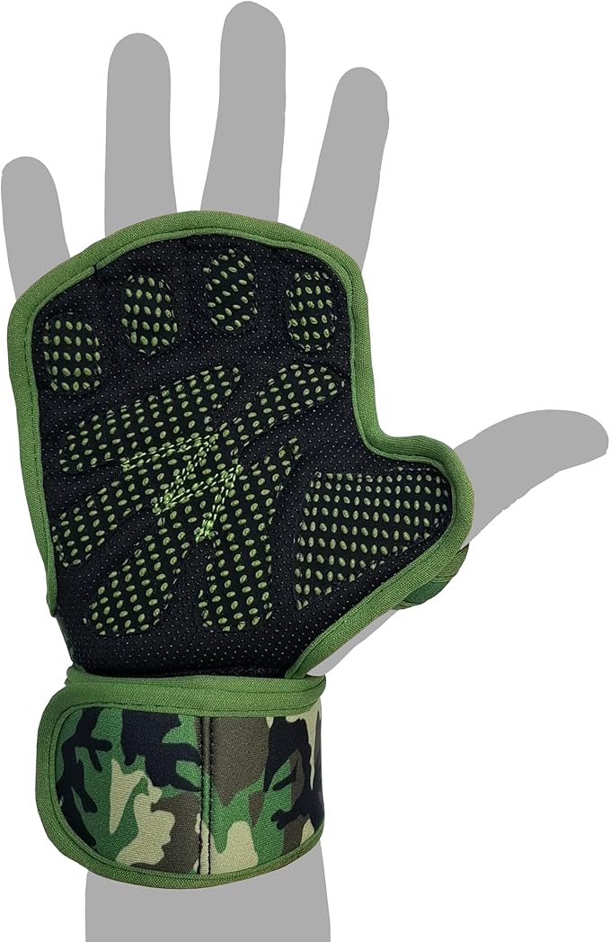 QTF Ventilated Weight Lifting Gloves for Men & Women Workout Gym Fitness Extra Grip with Wrist Support Wrap Cross fit Pull-ups Barbell Training Sports